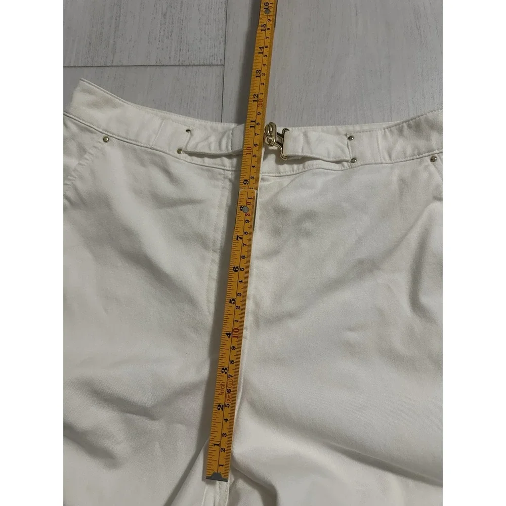 St John Sport Essentials By Marie Gray Pants Sz 6 Ivory Belted Gold Hardware